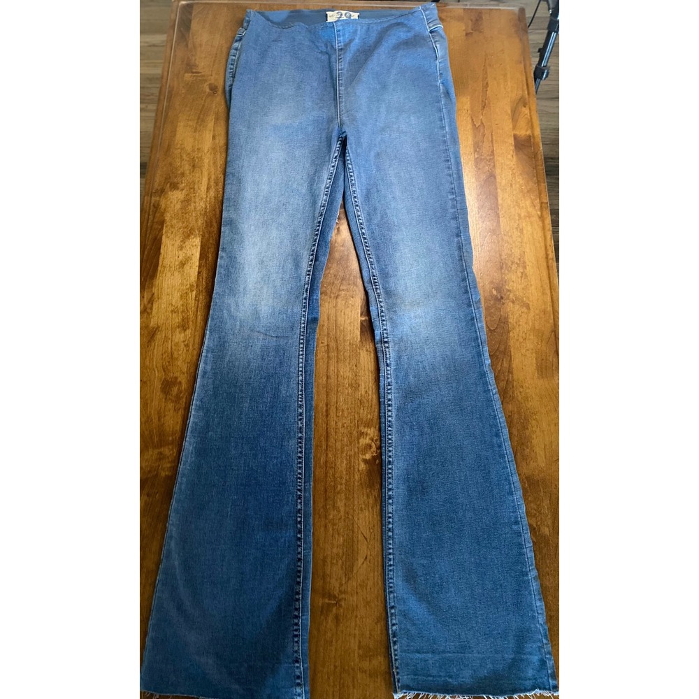 Free People We The Free Penny Pull On Flare Jeans Raw Hem Blue Womens 29 - Picture 5 of 13